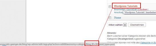 Wordpress Cat ID auslesen
