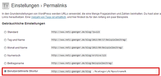 Permalinks reparieren in WordPress