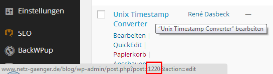 Seiten ID finden in WordPress