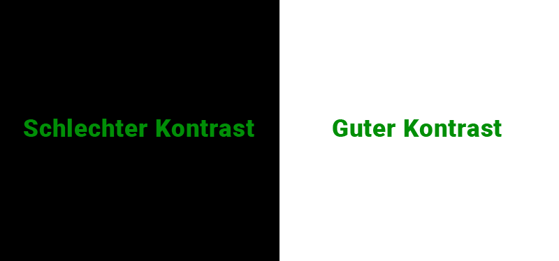 Beispiele für guten Kontrast und schlechten Kontrast