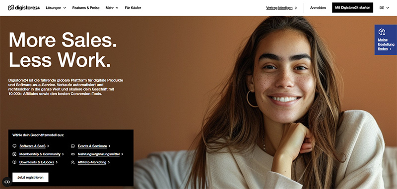 Screenshot der Digistore24 Website