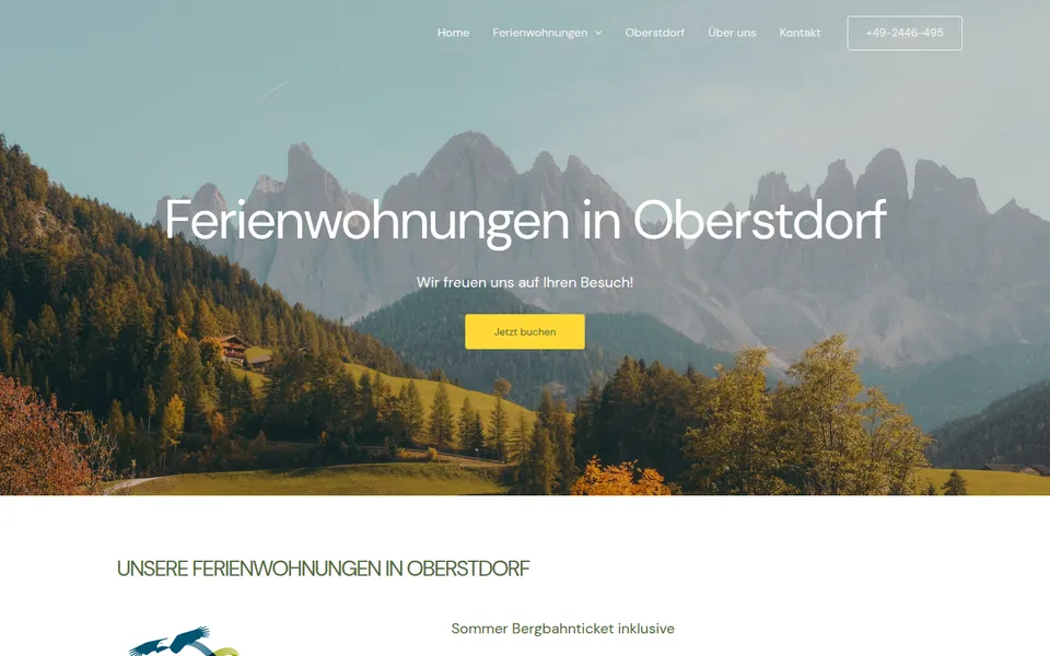 Website der Ferienwohnungen in Oberstdorf
