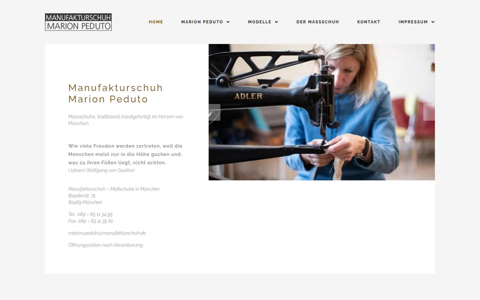 Website von Manufakturschuh, Maßschuhe aus München