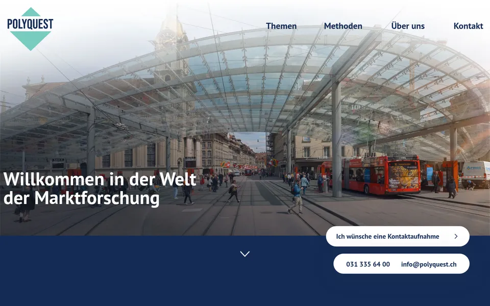Website von Polyquest, Marktforschung aus Bern